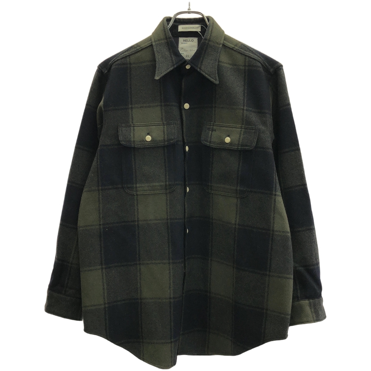 MADISON BLUE マディソンブルー 20AW HAMPTON SH CHECK チェック柄ウールハンプトンシャツ MB204-5035 カーキ×ネイビー S ITP5GYRUP8G4拍卖