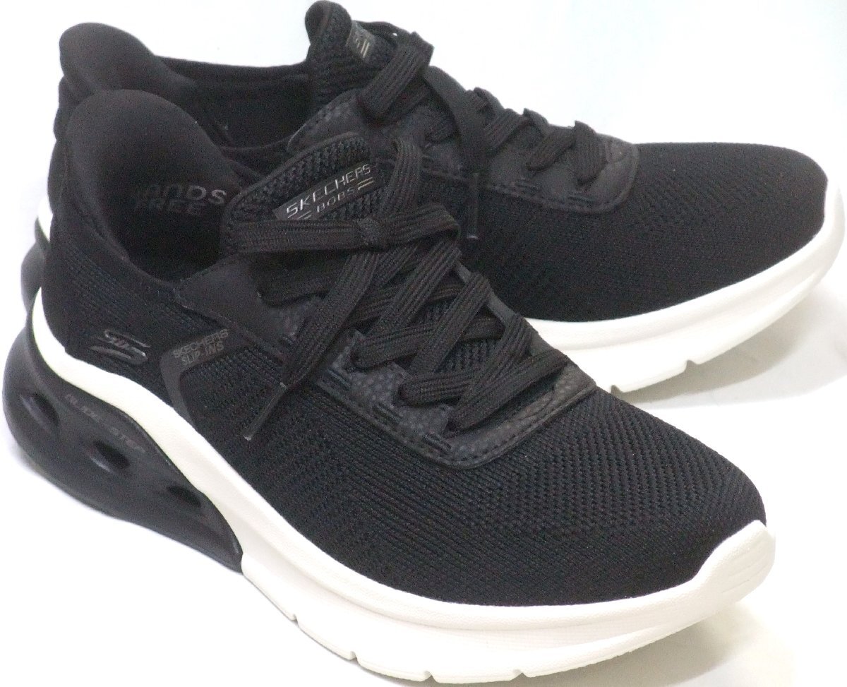 送料無料 スケッチャーズ BOBS ARC WAVES 2.0-NOW IT スリップインズ ブラック 23.5cm ハンズフリー スリッポン スニーカー 117638 BLK拍卖