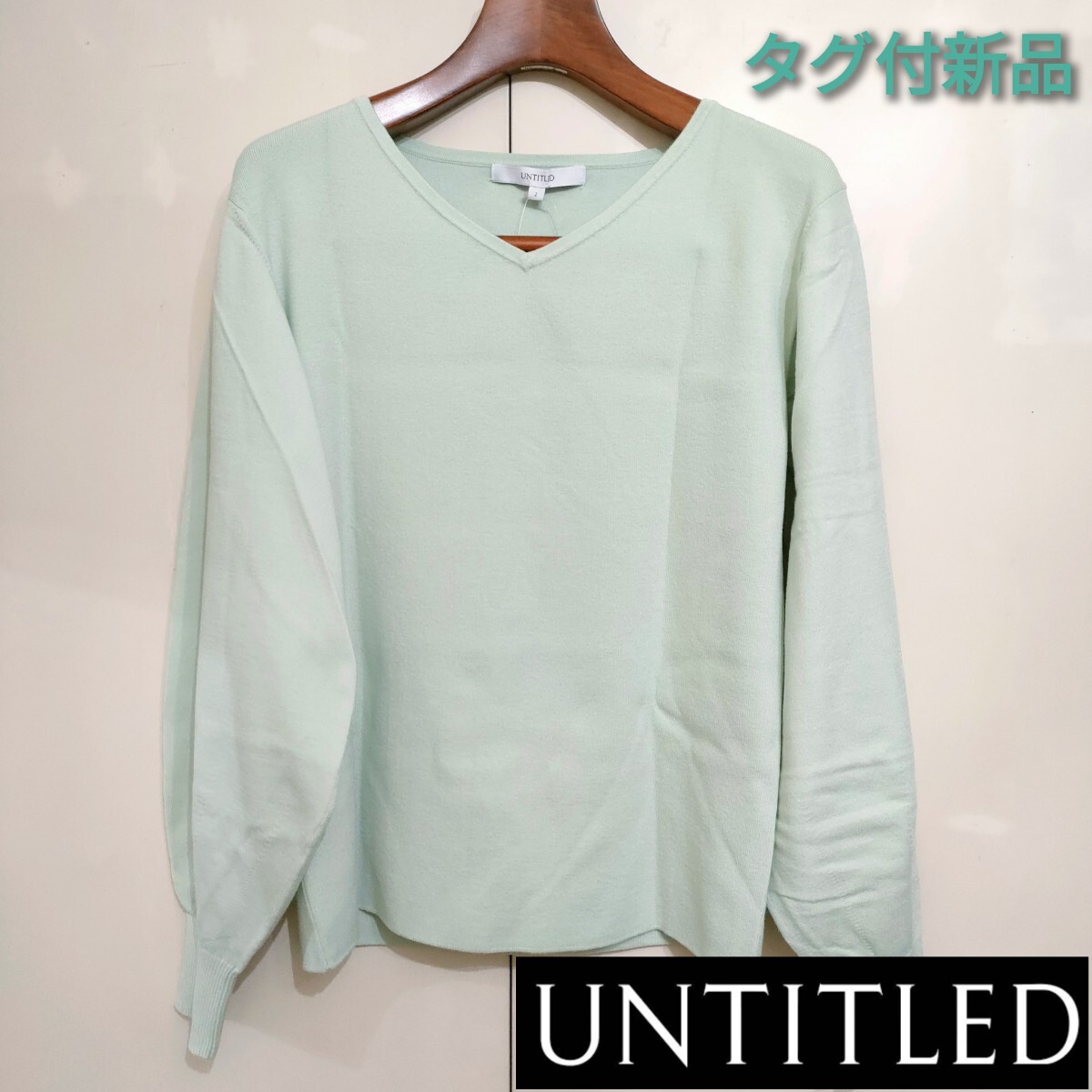 最終値下げ!【タグ付新品】UNTITLED ミントグリーン Vネック 長袖 トップスМサイズ アンタイトル拍卖