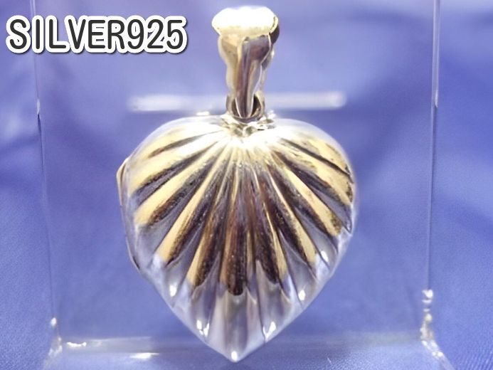 横浜最新 シルバーSILVER925銀ロケットハート♪魅惑のシェル模様 5.2g メンズレディース 送料無料ξgtξ ξ26☆拍卖