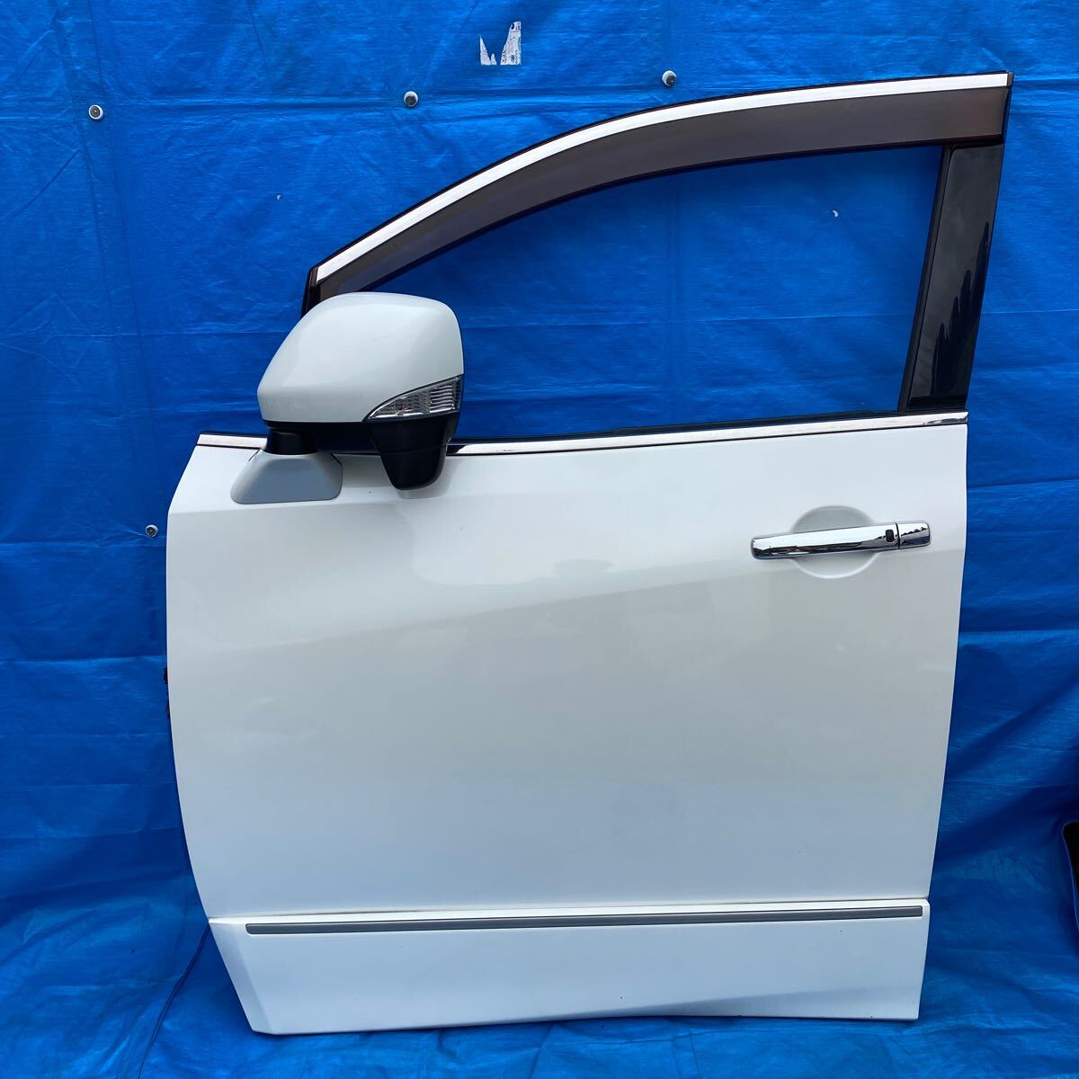 ◆ニッサン エルグランド《PE52 PNE52 TE52 TNE52 E52》 純正 フロント ドア 左 (助手席側) プロテクター付き ドアミラー付き カラー QAB◆拍卖