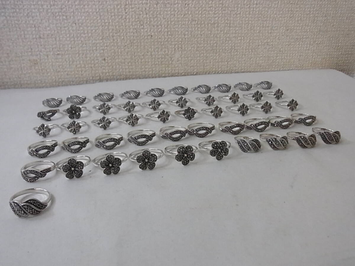 161211H05-0529H-A24■シルバーアクセサリー■リング/指輪 計51点セット 石付き 約9.5号~約19号 SV925 総重量約108g拍卖