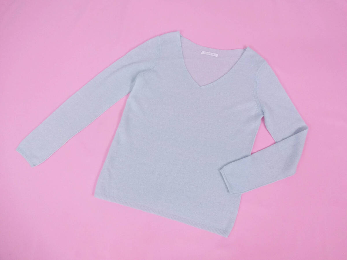GALERIE VIE ギャルリー ヴィー ゆる編みふんわりニット Vネック ミントグリーン カシミヤ&リネン 1 ほぼ新品拍卖