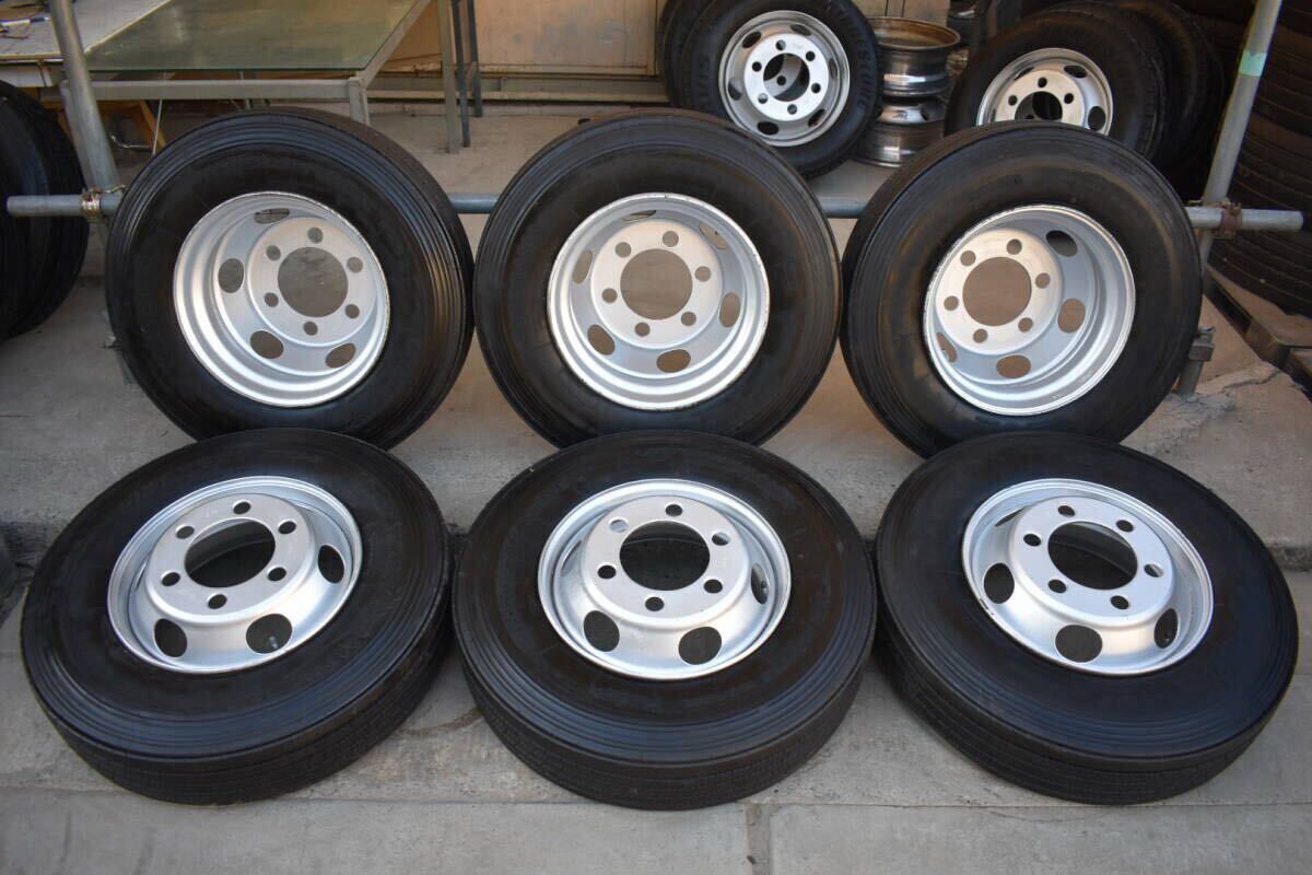 送料無料 225/80R17.5 YOKOHAMA 2023年製 夏用タイヤ スチールホイール付き TOPY 17.5×6.00 135 6穴両面再塗装 6本 セット拍卖
