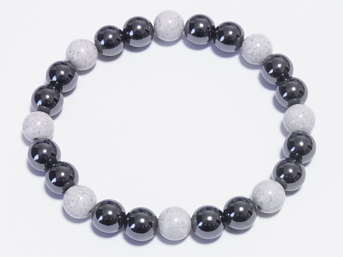 北投石×磁気ヘマタイト 8mm ストレッチ・ブレスレット(伸縮) 拍卖