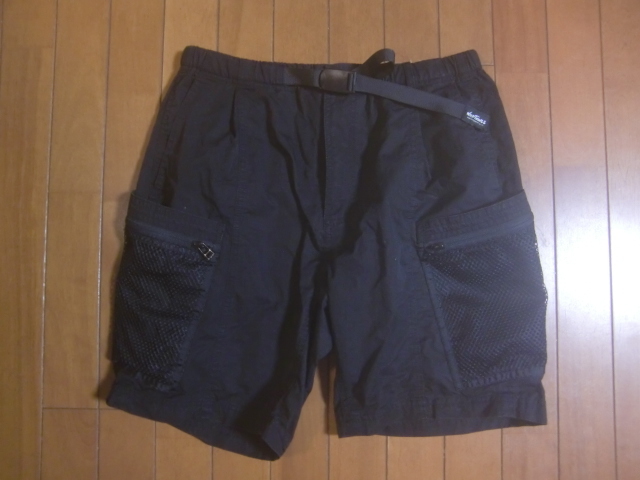 WILD THINGS ナイロンコットン ショートカーゴパンツ メッシュポケット 黒 S拍卖