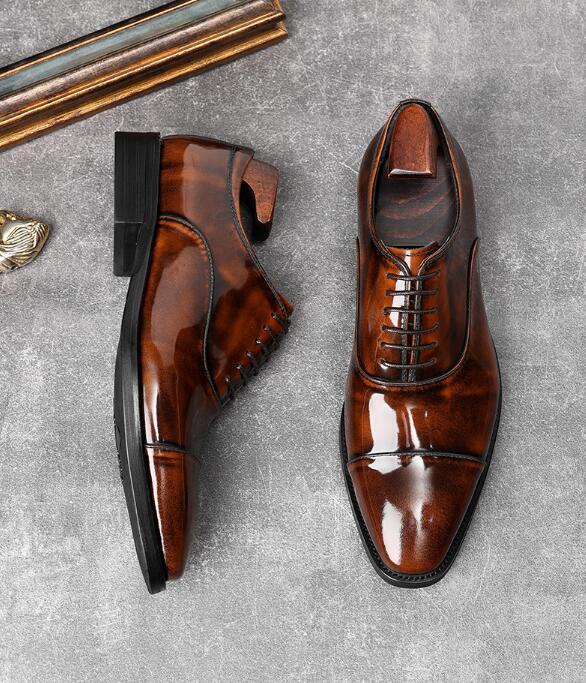 人気最高級 ビジネスシューズ 新品 メンズ 本革 レザーシューズ 正規品 職人手作り 牛革 手塗仕上げ 超希少 紳士靴 革靴 ブラウン 25.0cm拍卖