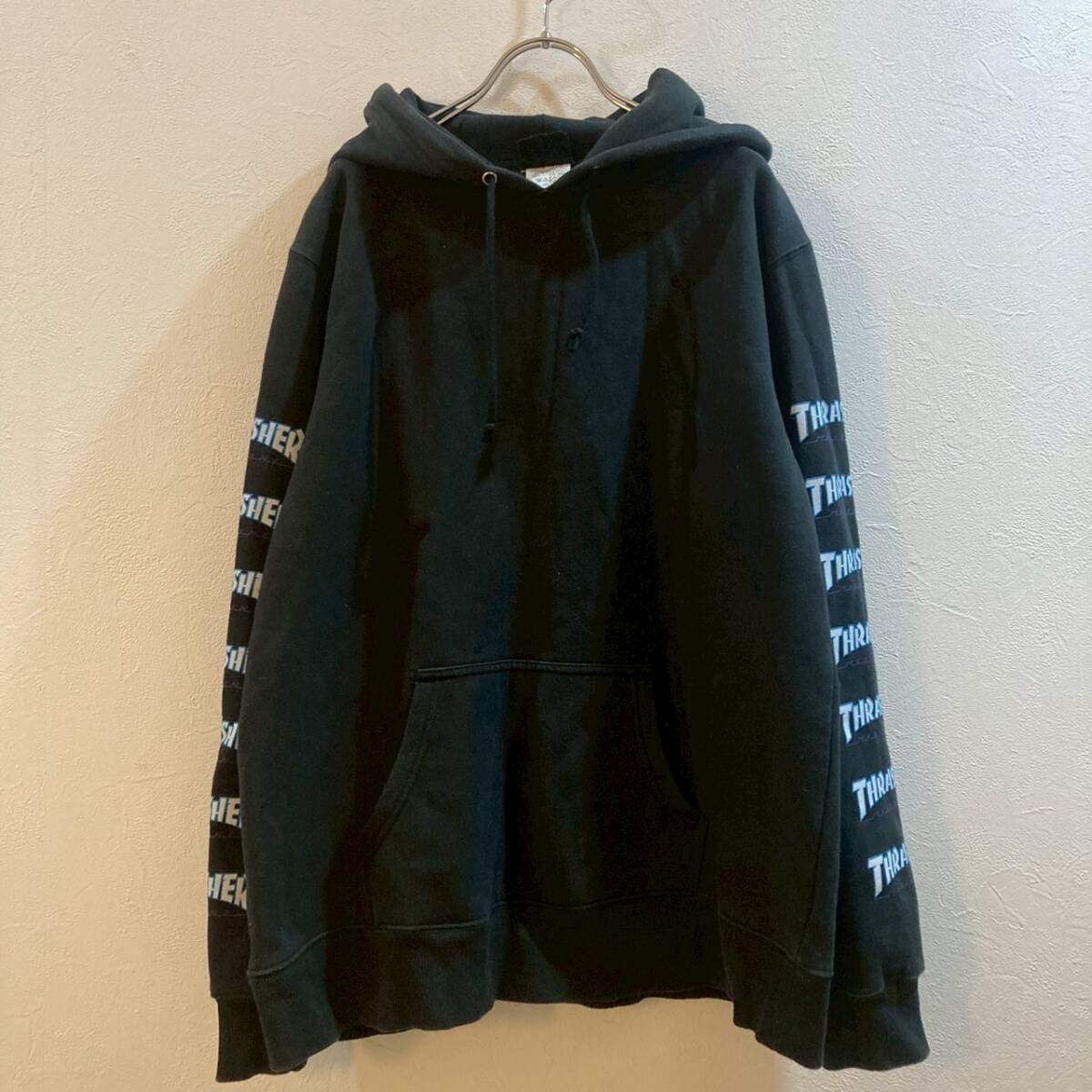 THRASHER/スラッシャー 長袖プルオーバーパーカー ブラック 黒 メンズ L拍卖