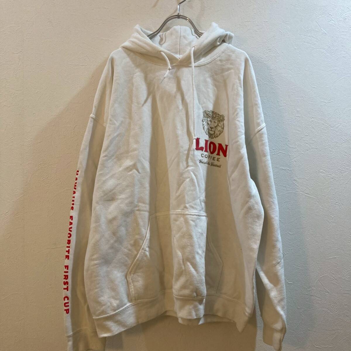 LION/ライオン 長袖プルオーバーパーカー ホワイト メンズ L拍卖