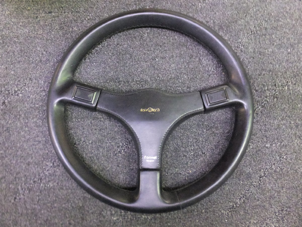 【当時物・中古品・現状販売】italvolanti イタルボランテ formel super 23711 ステアリング ハンドル レザー ブラック ボタン付 34.5φ拍卖