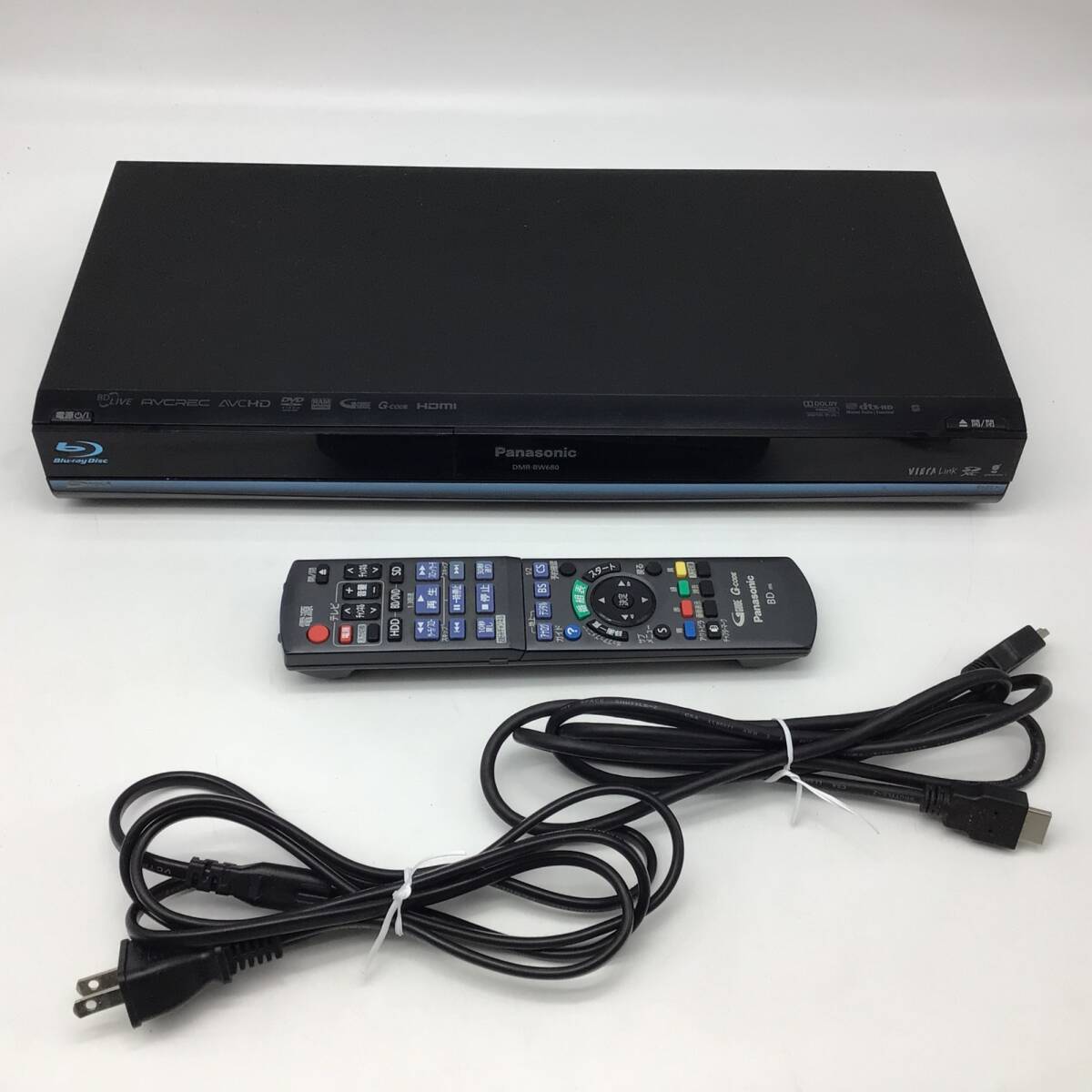 5318 【簡易動作確認済】Panasonic パナソニック HDD/BDレコーダー DMR-BW680 2010年製 500GB 2番組同時録画 HDMI 電源ケーブル付拍卖