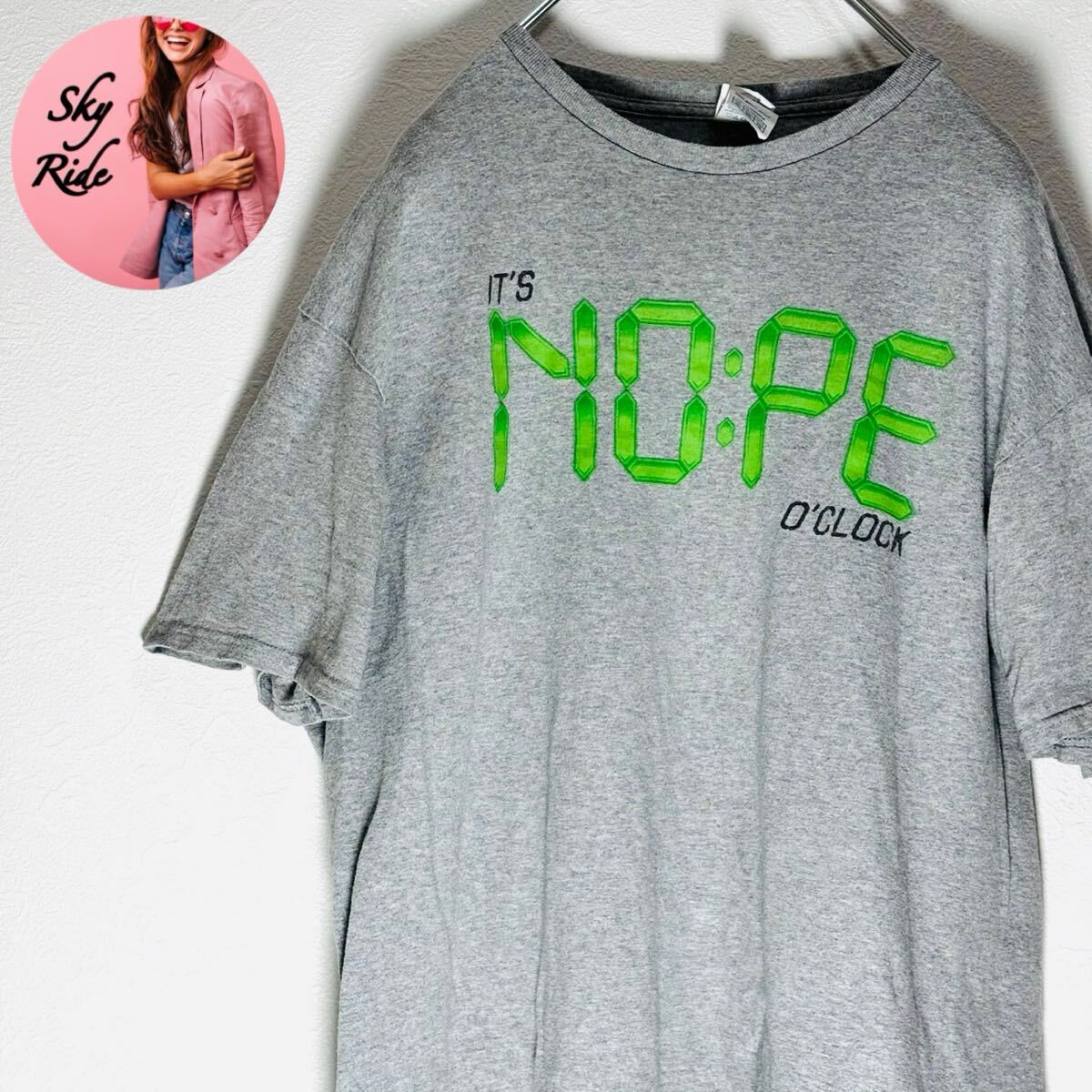 DELTAPROWEIGHT デルタプロウェイト NOPE デジタル時計タッチ プリント メンズ ヴィンテージ ゆるだぼ Tシャツ グレー XL 古着 #SB0128拍卖
