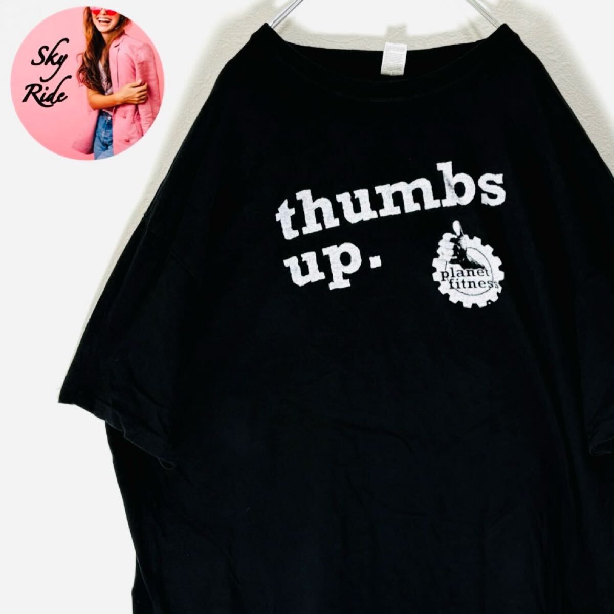 KEYA キーヤ thumbs up メンズ 90s 英字 ビッグプリント Tシャツ ブラック 2XL ビッグシルエット 古着 #SB0150拍卖