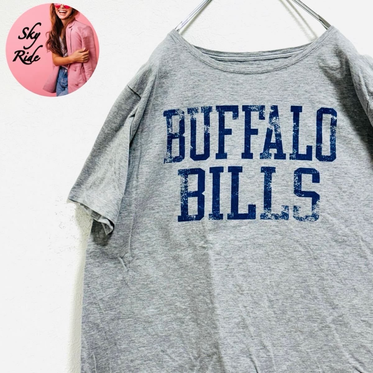 美品 Fanatics ファナティクス NFL BUFFALO BILLS カレッジロゴ 3XL Tシャツ ビッグシルエットグレー ゆるだぼ 古着拍卖