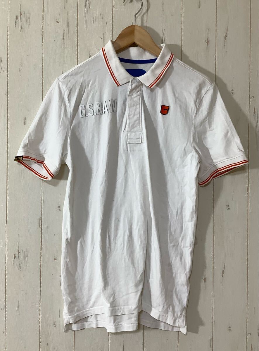 お1620 G-STAR RAW ジースターロウ 半袖ポロシャツ ラガーシャツ M ホワイト 拍卖