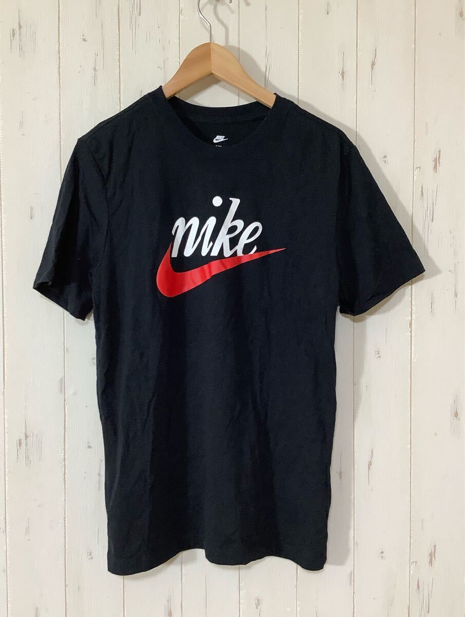 い1646 NIKE ナイキ 半袖Tシャツ M ブラック ロゴプリント 拍卖