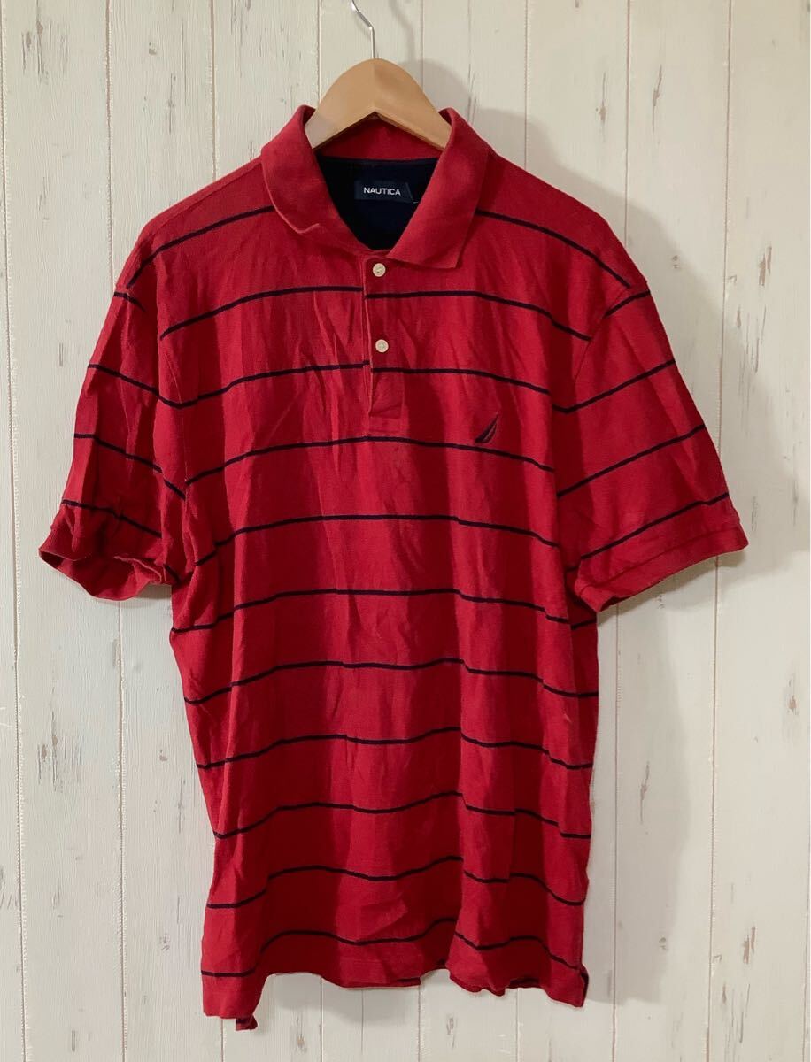 く1620 NAUTICA ノーティカ 半袖ポロシャツ XL レッド拍卖