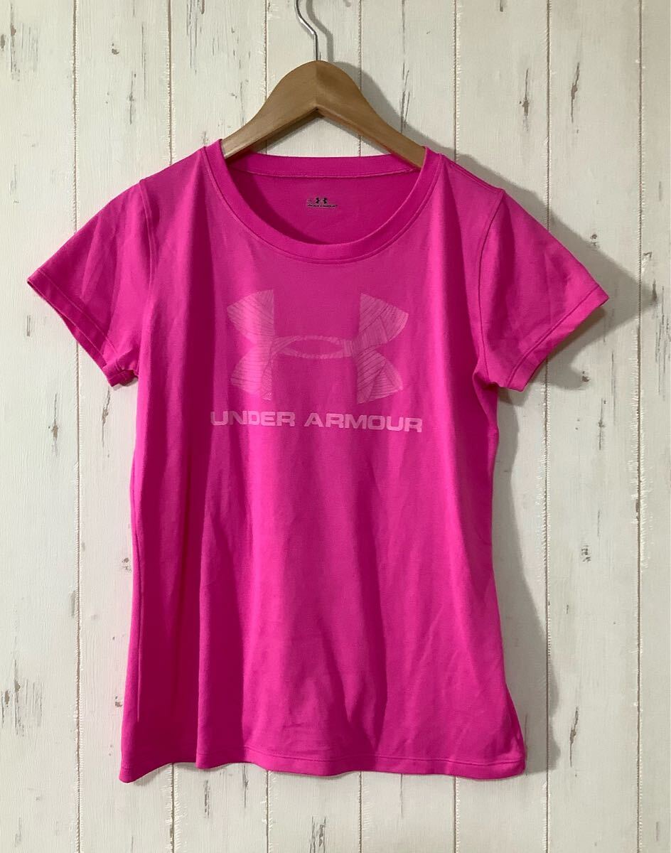 お1635 UNDER ARMOUR アンダーアーマー メッシュ半袖Tシャツ レディース SM ピンク ドライ 速乾拍卖