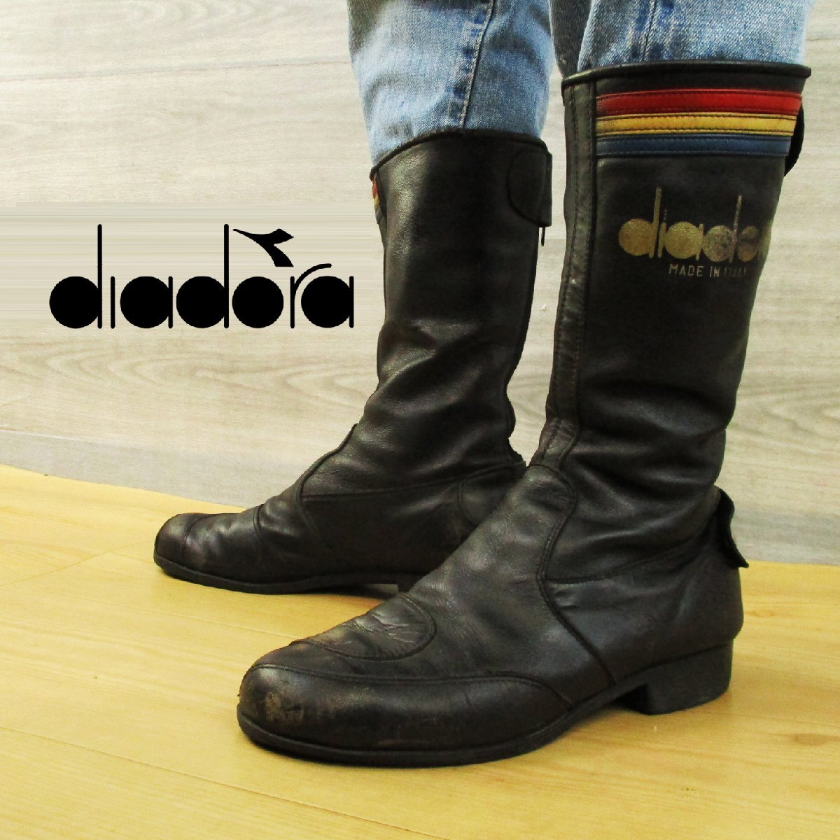 Diadora●ディアドラ<イタリア製・80s・レザーライダースブーツ>拍卖