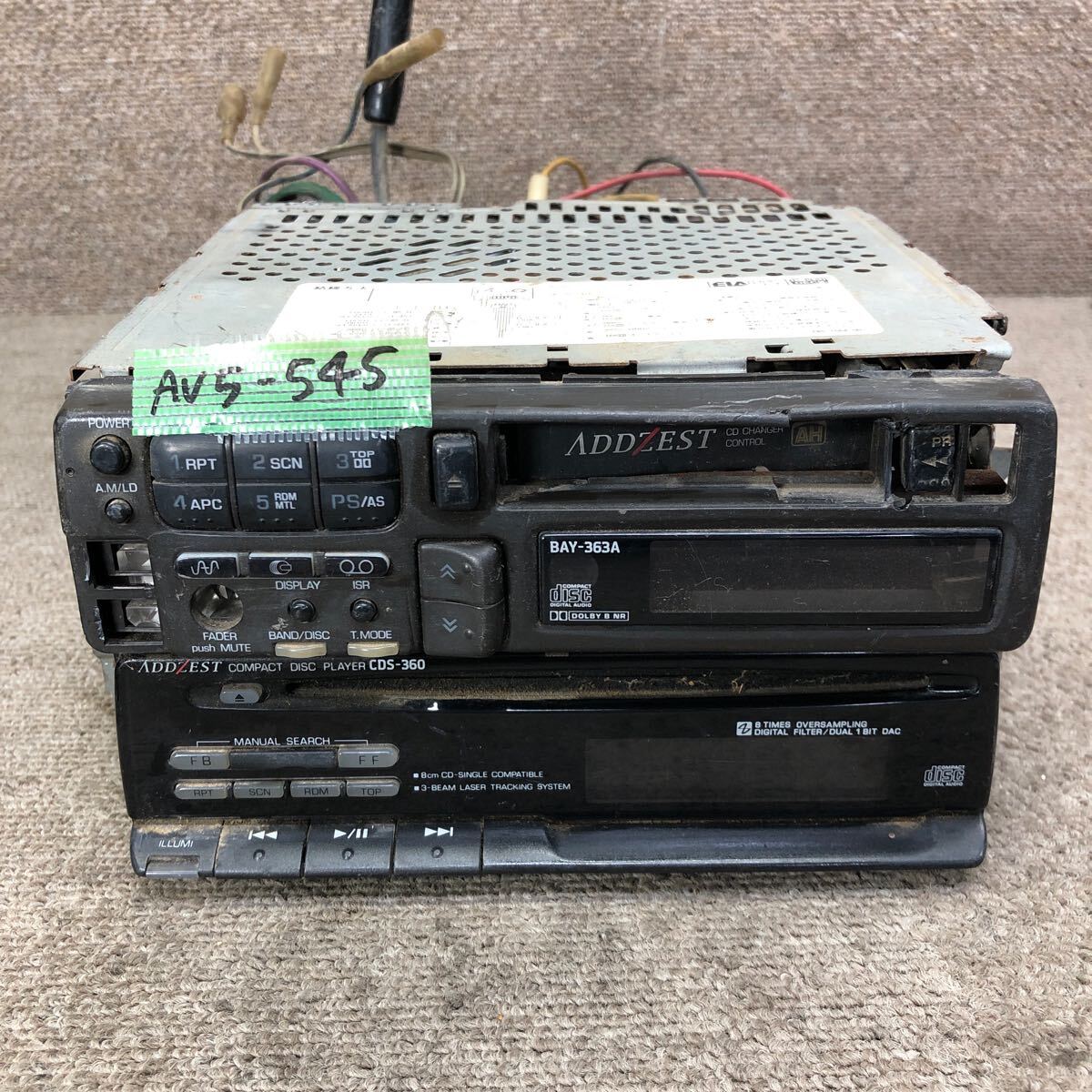 AV5-545 激安 カーステレオ ADDZEST CDS-360 BAY-363A 0014741 CDプレーヤー カセットデッキ FM/AM 2点セット 配線付 通電未確認 ジャンク拍卖