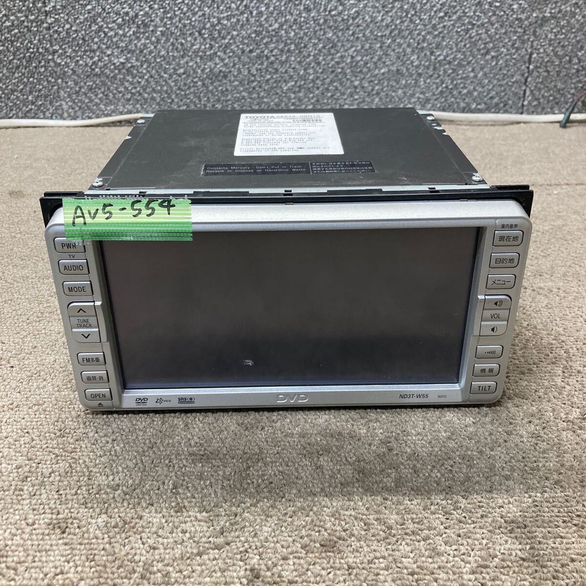 AV5-554 激安 カーナビ TOYOTA ND3T-W55 08545-00N10 135001-3950B131 DVDナビ CD DVD MD 通電未確認 ジャンク拍卖
