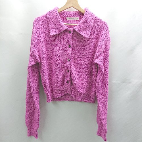 ◇ ⊇ MOUSSY マウジー cropped knit 長袖 カーディガン サイズF ピンク レディース E拍卖