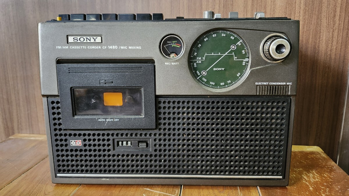 SONY CF1480 FM/AM CASSETE RECORDER / MIC MIXING ラジカセ ソニー カセットレコーダー 昭和レトロ 動作品ジャンク拍卖