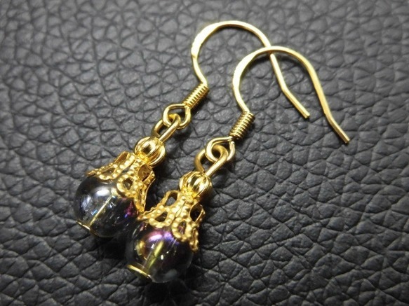 【Silver925】6mmオーラ水晶の可愛いピアス 29拍卖