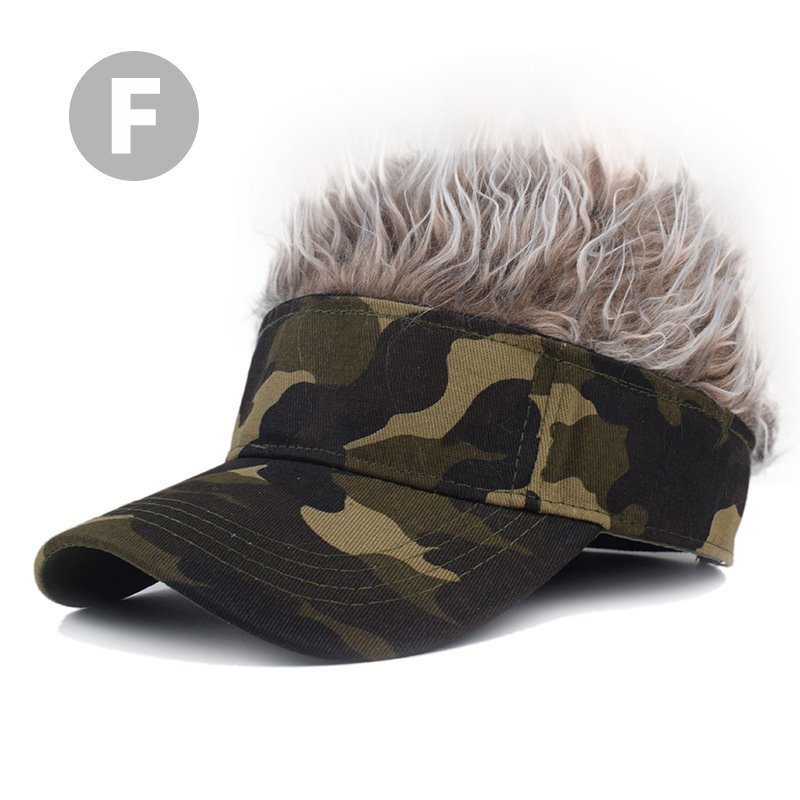 CJM74★ウィッグ ヘアー 迷彩かつら サンバイザー キャンプ アウトドア ゴルフ 日除け ヘアー ハゲ サンバイザー ウィッグ かつら拍卖