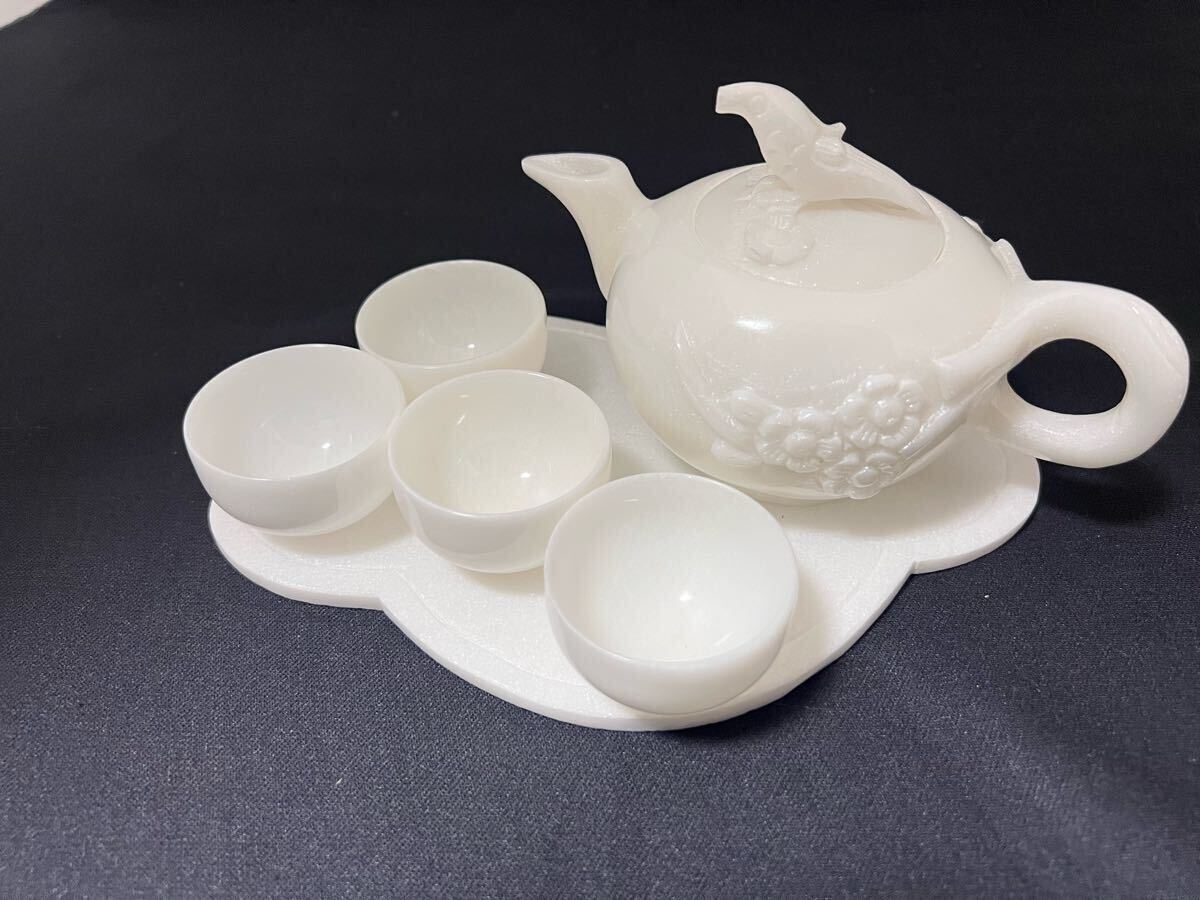 ◆未使用 中国 天然石 ティーポット&カップセット ◆B-2563拍卖