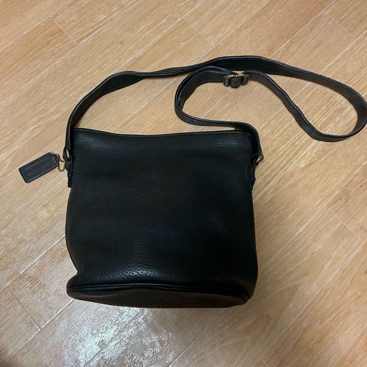 良品 USA製 old COACH レザー ショルダーバッグ ブラック拍卖
