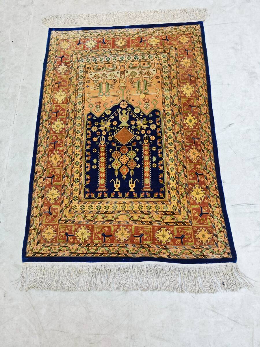 J215 ヘレケ シルク 手織 72−107cm 100万ノット ペルシャ絨毯好きな方へ拍卖