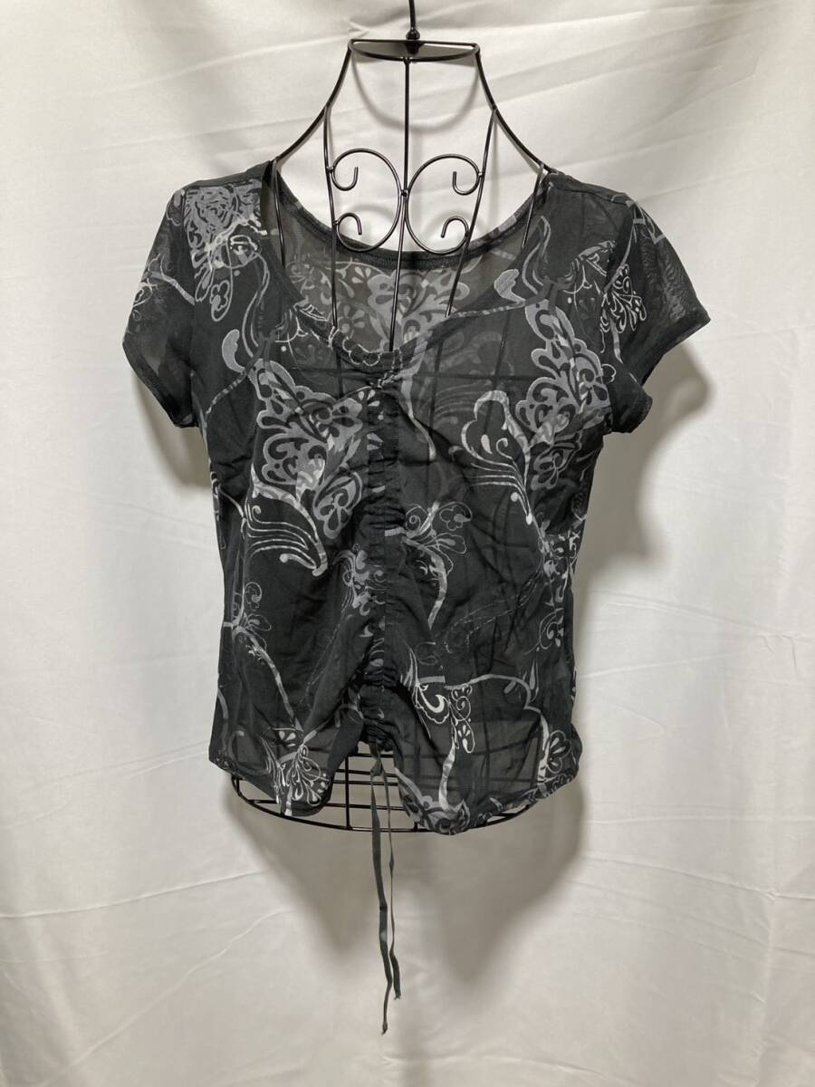 sensounico センソユニコNERO トップス カットソー 古着 レディース 半袖 夏 透け感 シアー 38 ポリエステル NE-5-122拍卖
