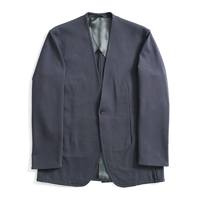 古着 RAINMAKER レインメーカー ストレッチ ノーカラージャケット アンコンジャケット PONTE ROMA NO COLLAR JACKET グレー 5 メンズ拍卖