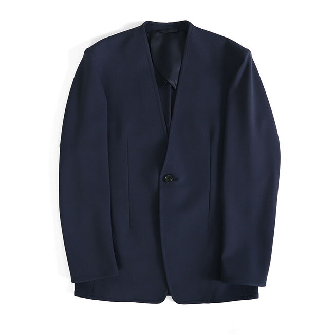 古着 RAINMAKER レインメーカー ストレッチ ノーカラージャケット アンコンジャケット PONTE ROMA NO COLLAR JACKET 紺 4 メンズ拍卖