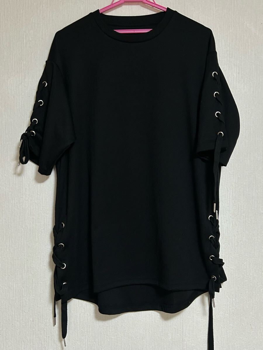 美品 Rings リングス 袖&裾レースアップ 半袖Tシャツ拍卖