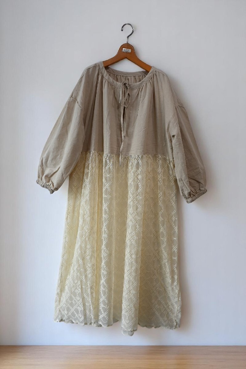 ★タグ有 未使用 サマンサモスモス *オーガニックコットン チュール刺繍切り替えワンピース//定価¥8.690* 古着のgplus広島 2505r3拍卖