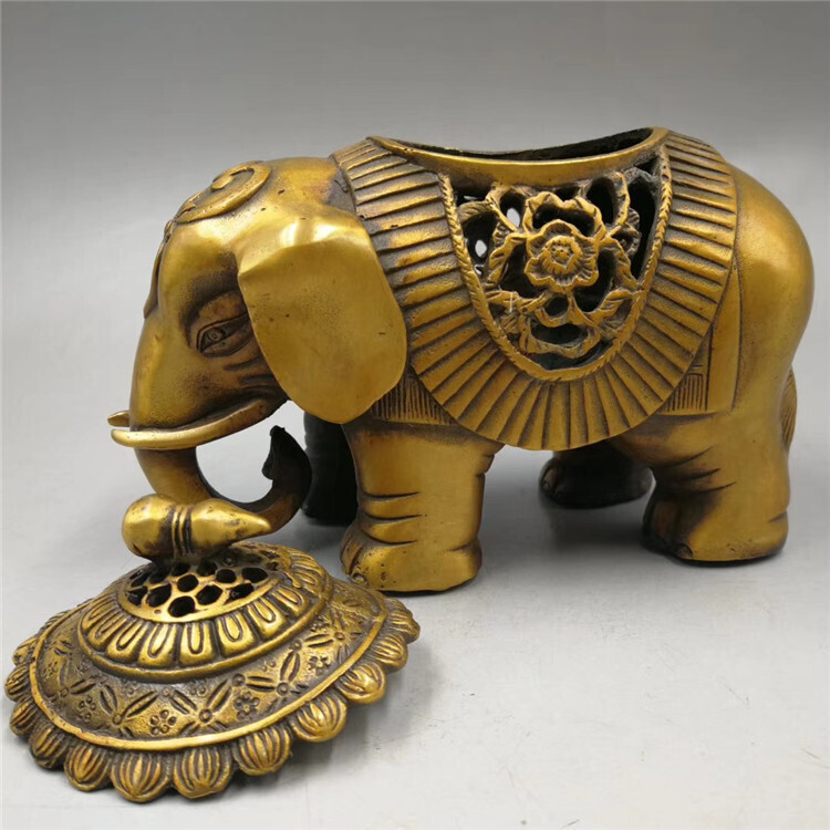 新入荷未使用香炉 純銅象 鎮宅辟邪 開運風水 招財 銅器 銅製品 置物 工芸品 装飾品拍卖