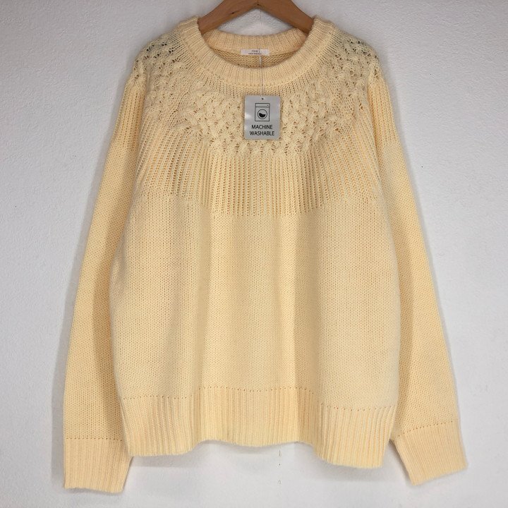 ITEMS URBAN RESEARCH アーバンリサーチ タグ付き クルーネック ケーブルニット SIZE: FREE アイボリー LH632025051109拍卖