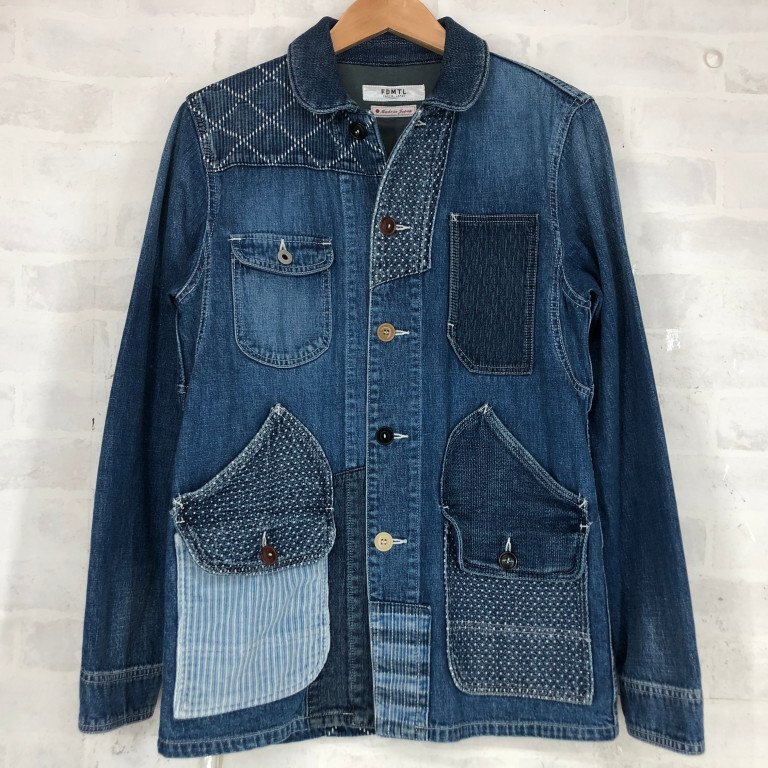 FDMTL ファンダメンタル 刺し子 パッチワーク カバーオール デニムジャケット SIZE: 2 インディゴ MH632025020707拍卖