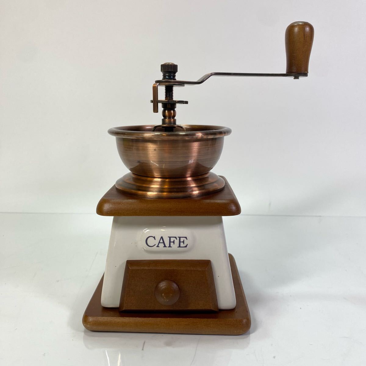 陶器 木製 コーヒーミル 手挽き 手動式 珈琲 1杯用 豆挽き 置物 インテリア 飾拍卖