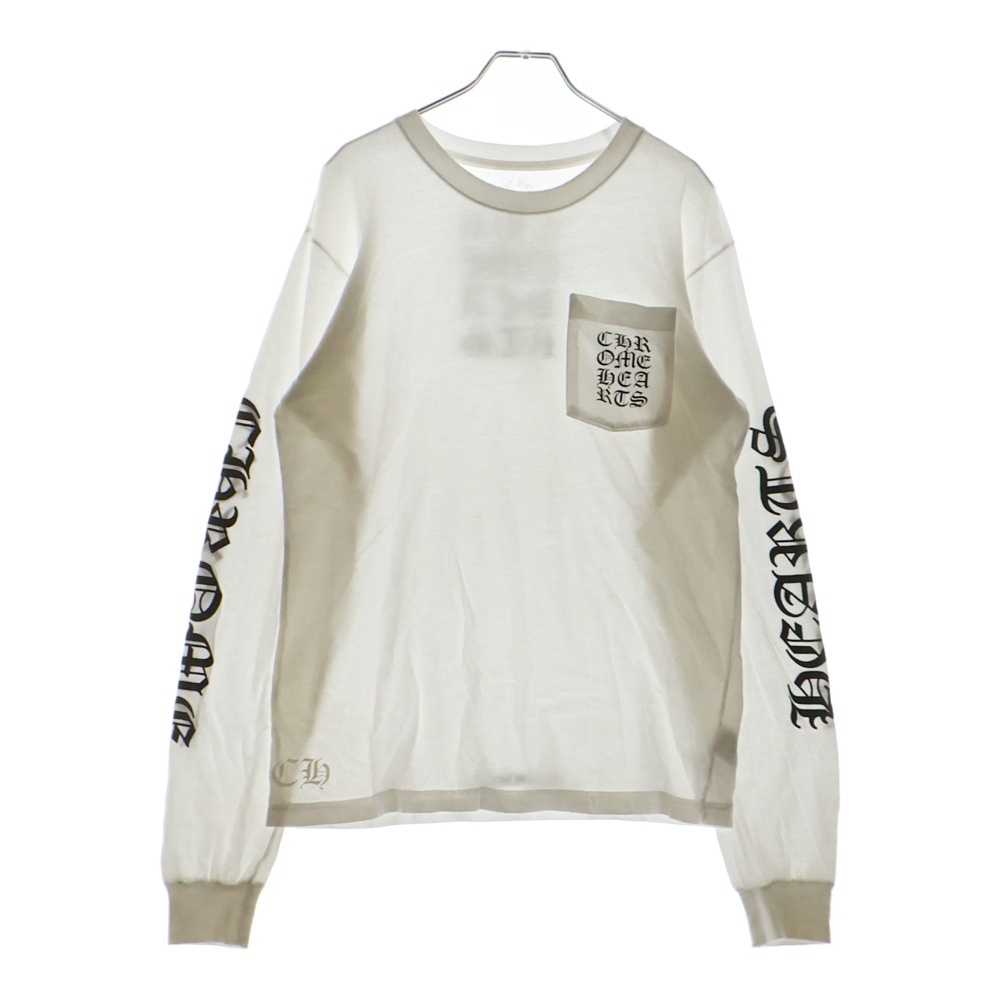 クロムハーツ Vertical Logo Tee ヴァーティカルロゴ 長袖Tシャツ 胸ポケットロゴ バックロゴ カットソー ホワイト 2212-304-0242拍卖