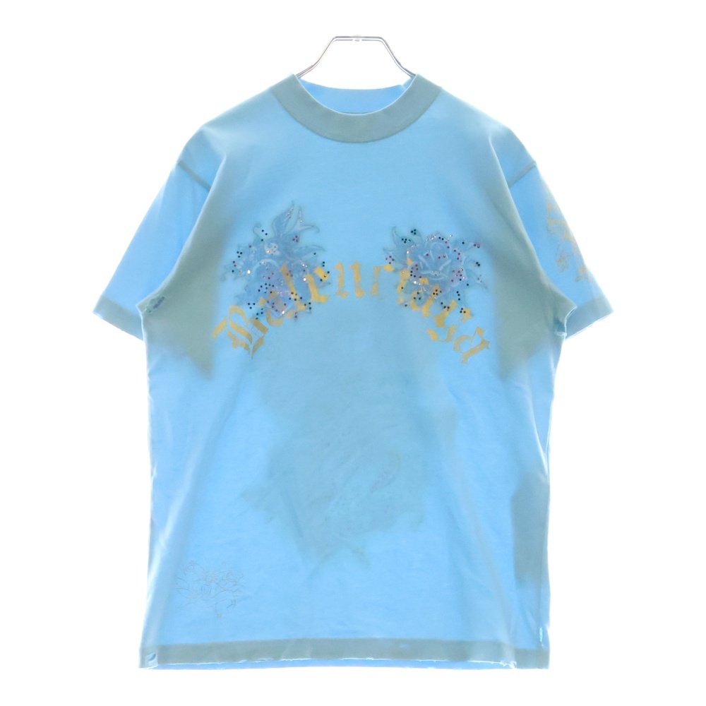 BALENCIAGA (バレンシアガ) Tacky Tattoo スモールフィット ライトストーン装飾 半袖Tシャツ ブルー レディース 809122 TRVZ2拍卖