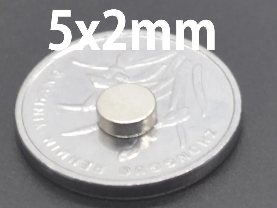 模型の開閉や脱着に 強力 極薄 ネオジムマグネット5mm×2mm 5個セット☆拍卖