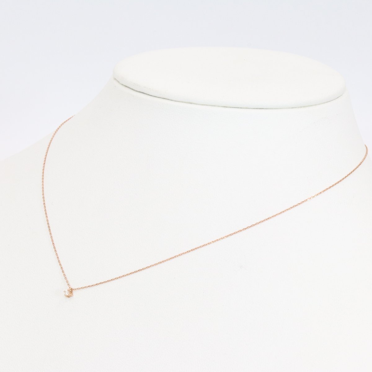 ete エテ ネックレス K10PG ピンクゴールド 1P ダイヤモンド シャイニー 華奢 細身 40センチ 【中古】 / 11159 YMR拍卖