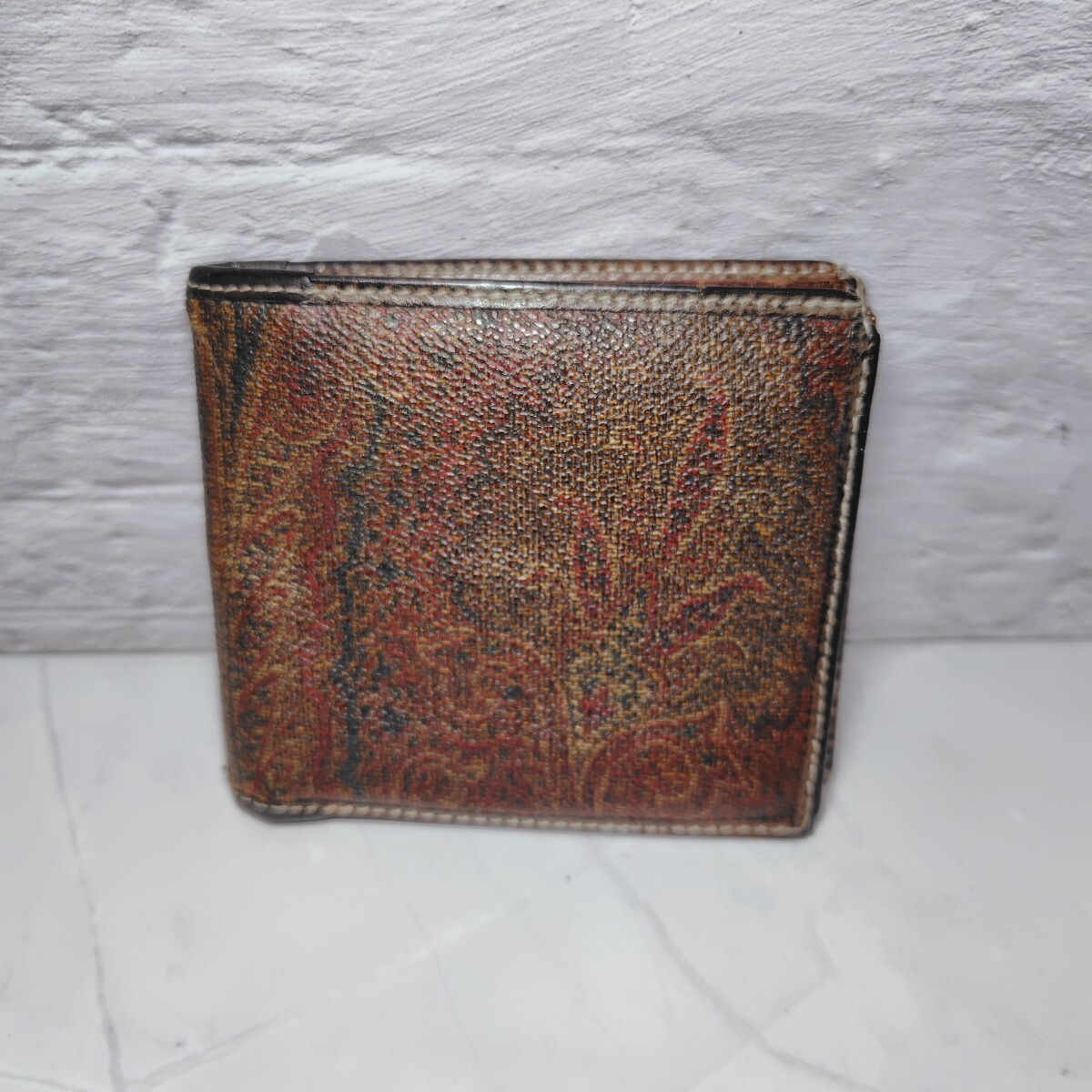 ETRO 二つ折り財布 メンズ イタリア製 レザー ペイズリー柄 小銭入れあり ブラウン系 ヴィンテージ エトロ 送料無料拍卖