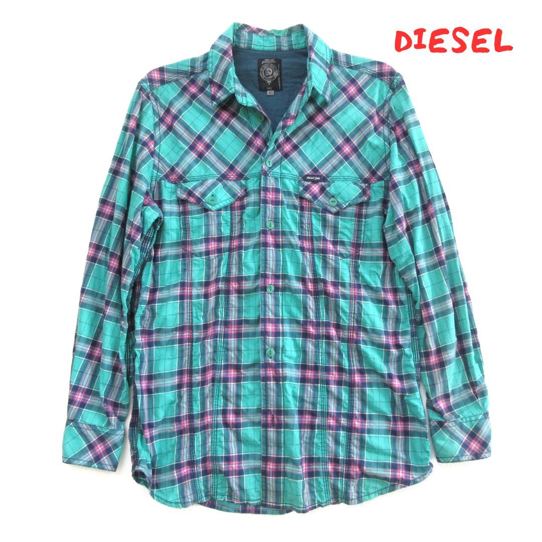 【Diesel】ディーゼル チェック コットン シャツ 0216拍卖
