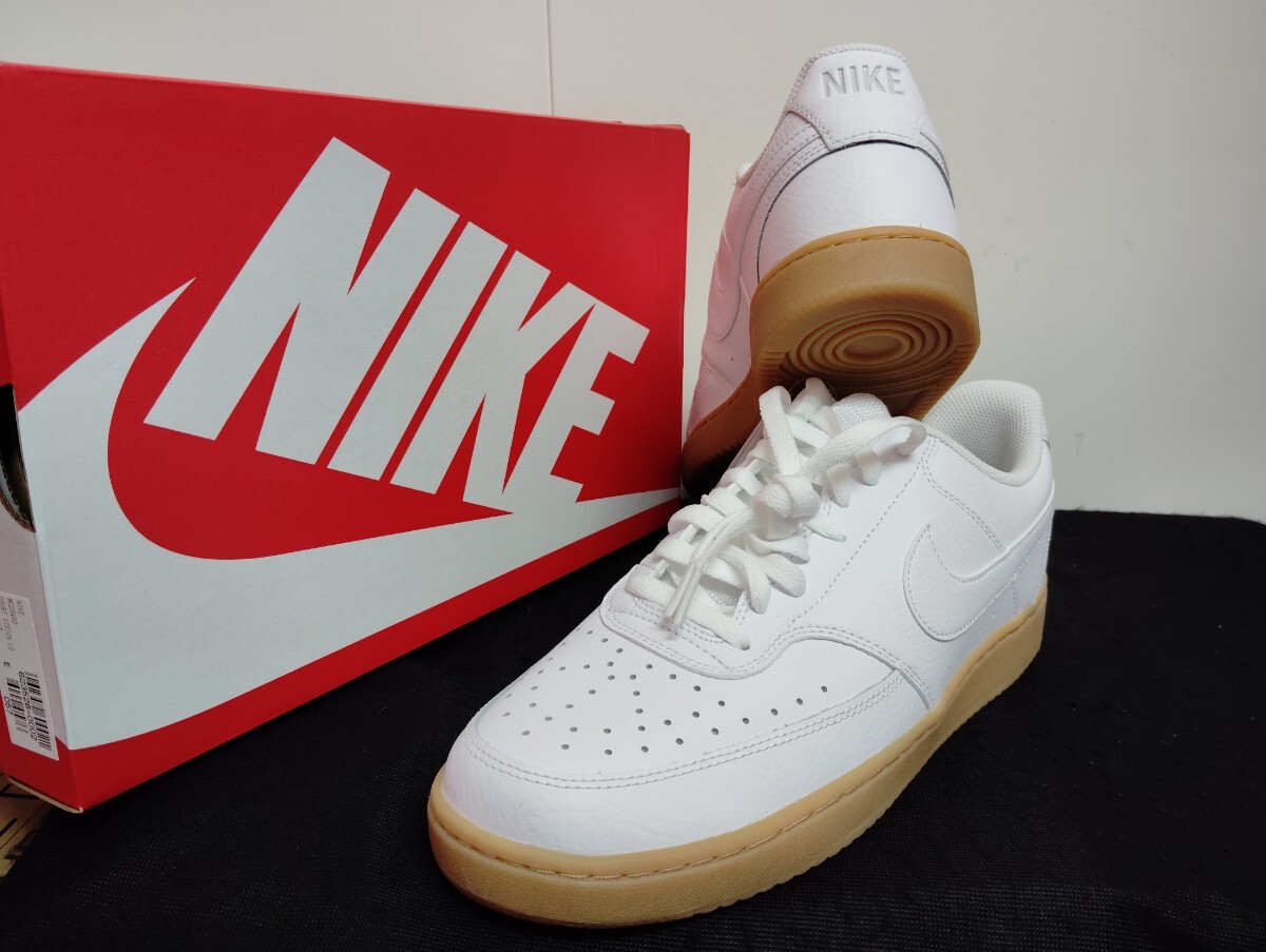 新品29cmNIKEナイキコートビジョンメンズホワイトキャメル白AF1エアフォース1 好きに拍卖