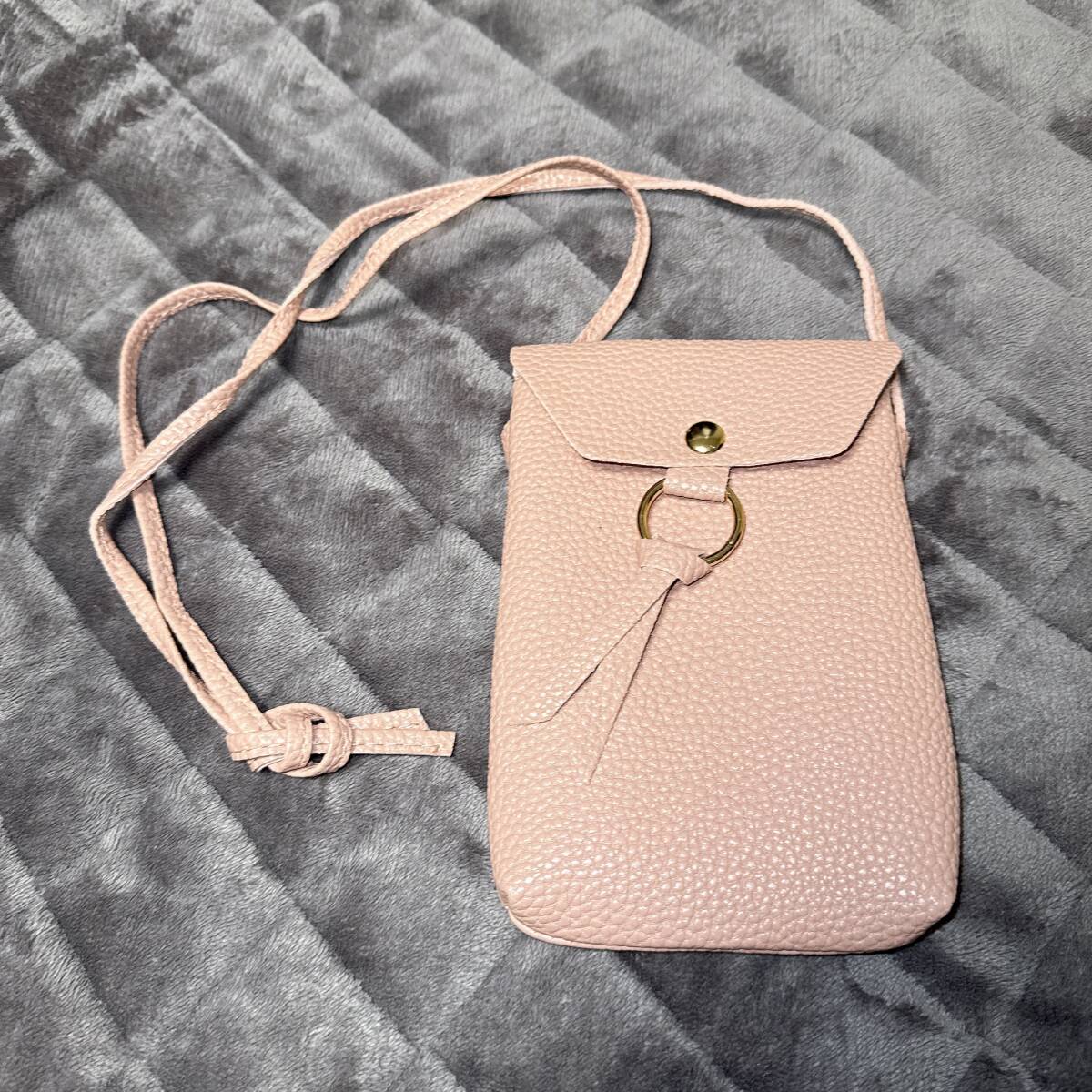 【未使用品】 レディース ミニポシェット ライトピンク ショルダー ポーチ フェイクレザー拍卖