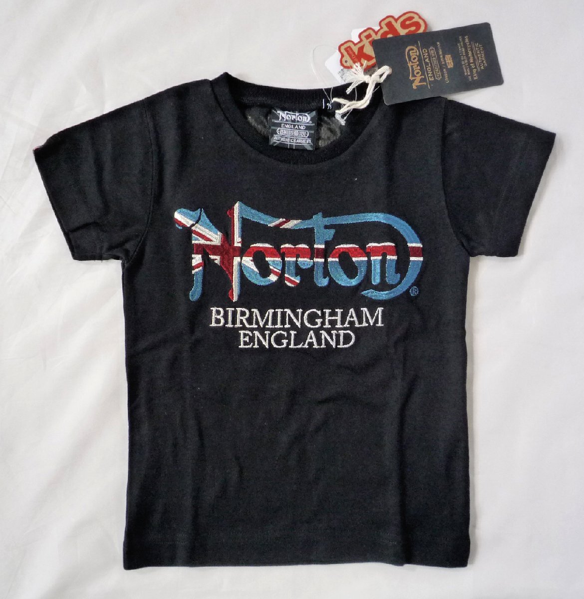 ノートン NORTON KIDS キッズ 子供用 半袖 Tシャツ 丸首 クルーネック ラメ入り刺繍 100サイズ ブラック 黒拍卖